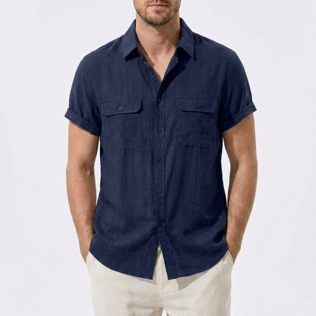 Linen Pants Men Utility Shirt Set 2-Piece Smart Casual – Raxo