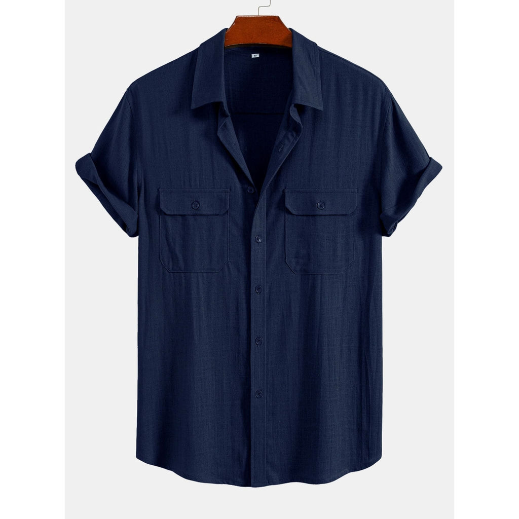Linen Pants Men Utility Shirt Set 2-Piece Smart Casual – Raxo