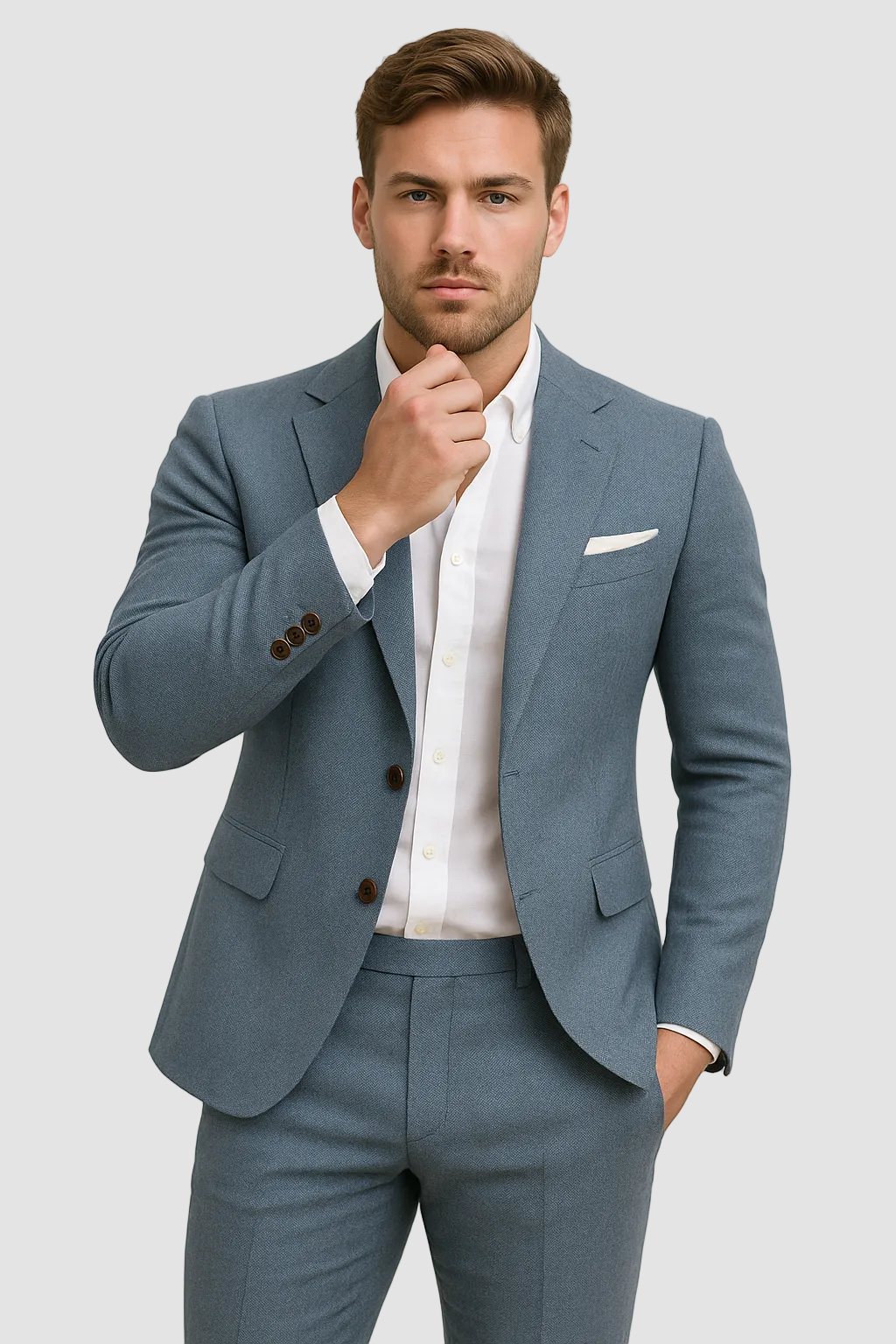 Slim fit linen suit set blazer and trouser in beige – TARLANO