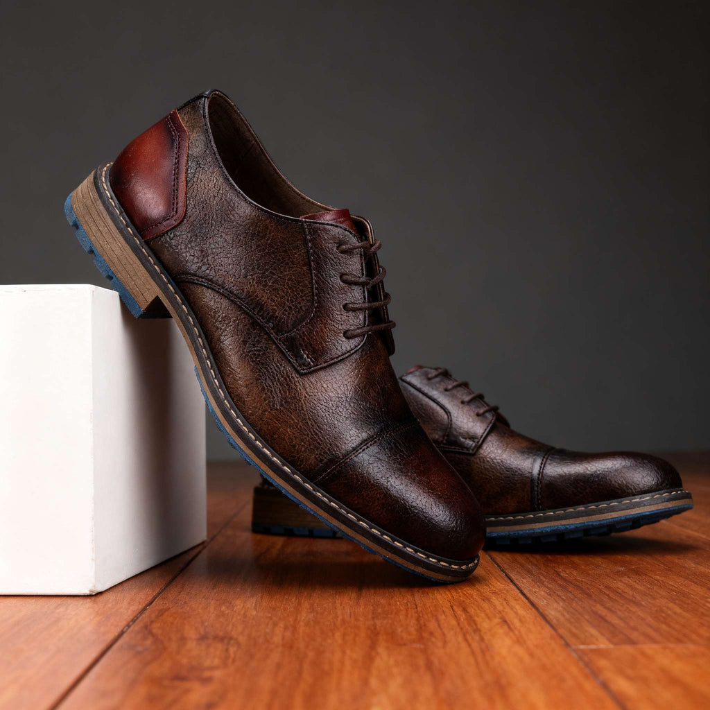 Cap-Toe Derby Shoe Deep-Grain Upper Welt Stitching – Garro
