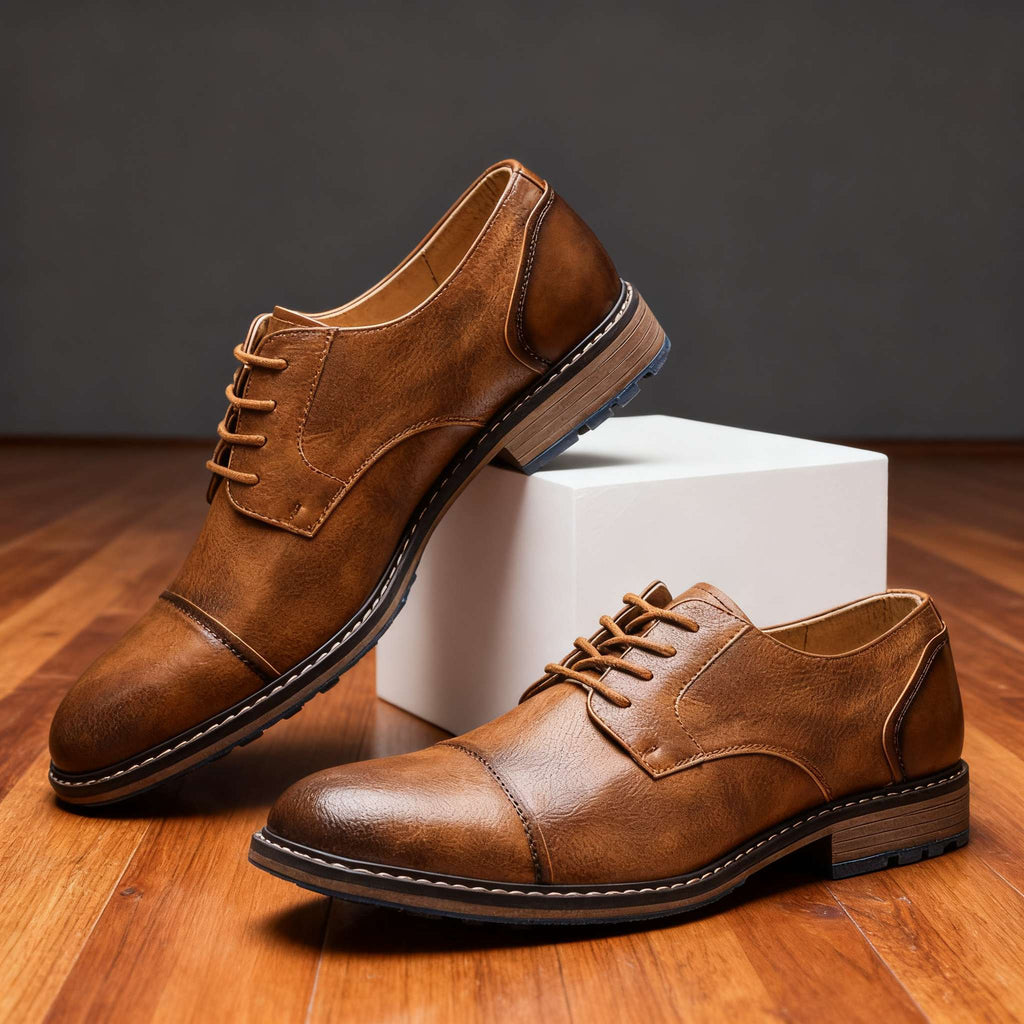 Cap-Toe Derby Shoe Deep-Grain Upper Welt Stitching – Garro