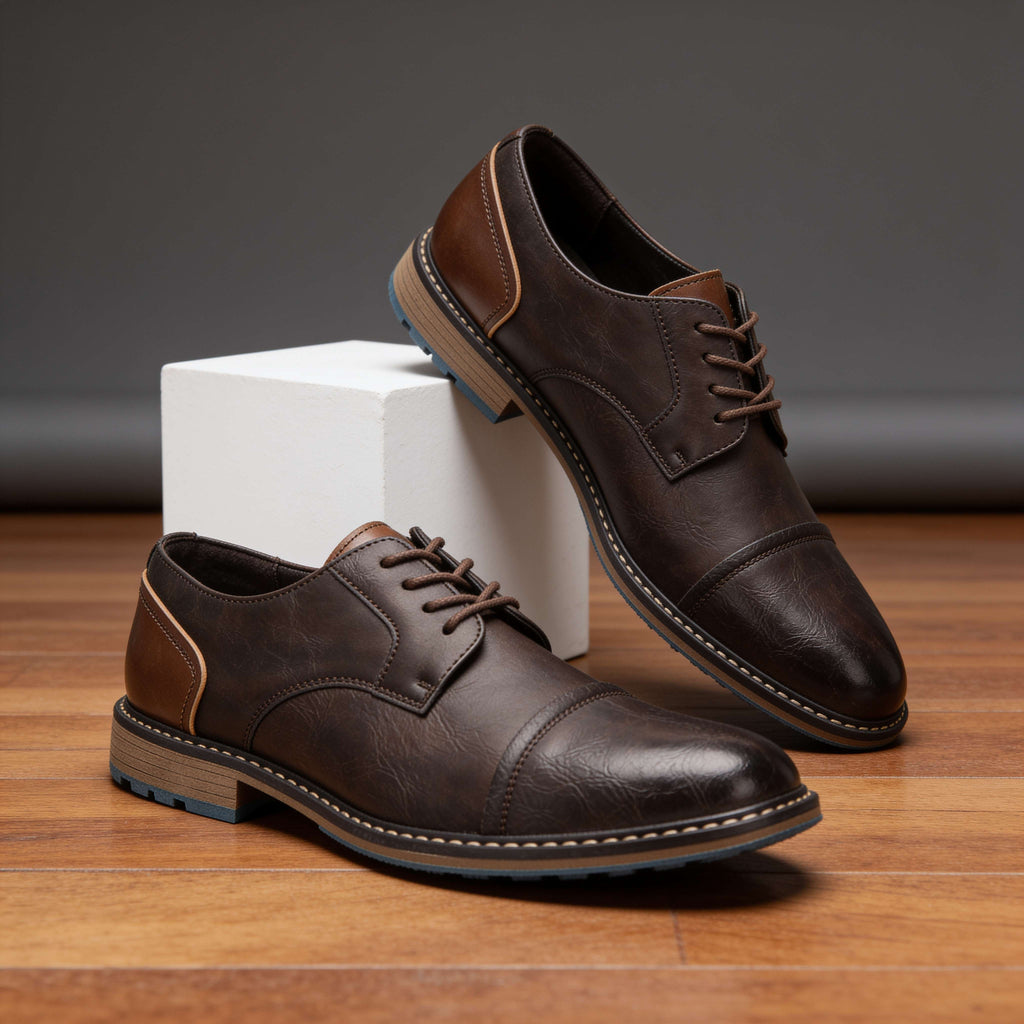 Cap-Toe Derby Shoe Deep-Grain Upper Welt Stitching – Garro