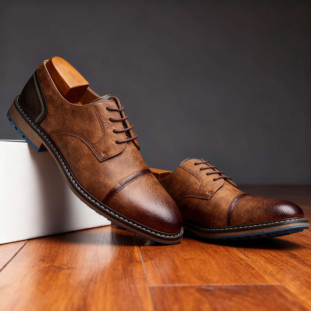 Cap-Toe Derby Shoe Deep-Grain Upper Welt Stitching – Garro