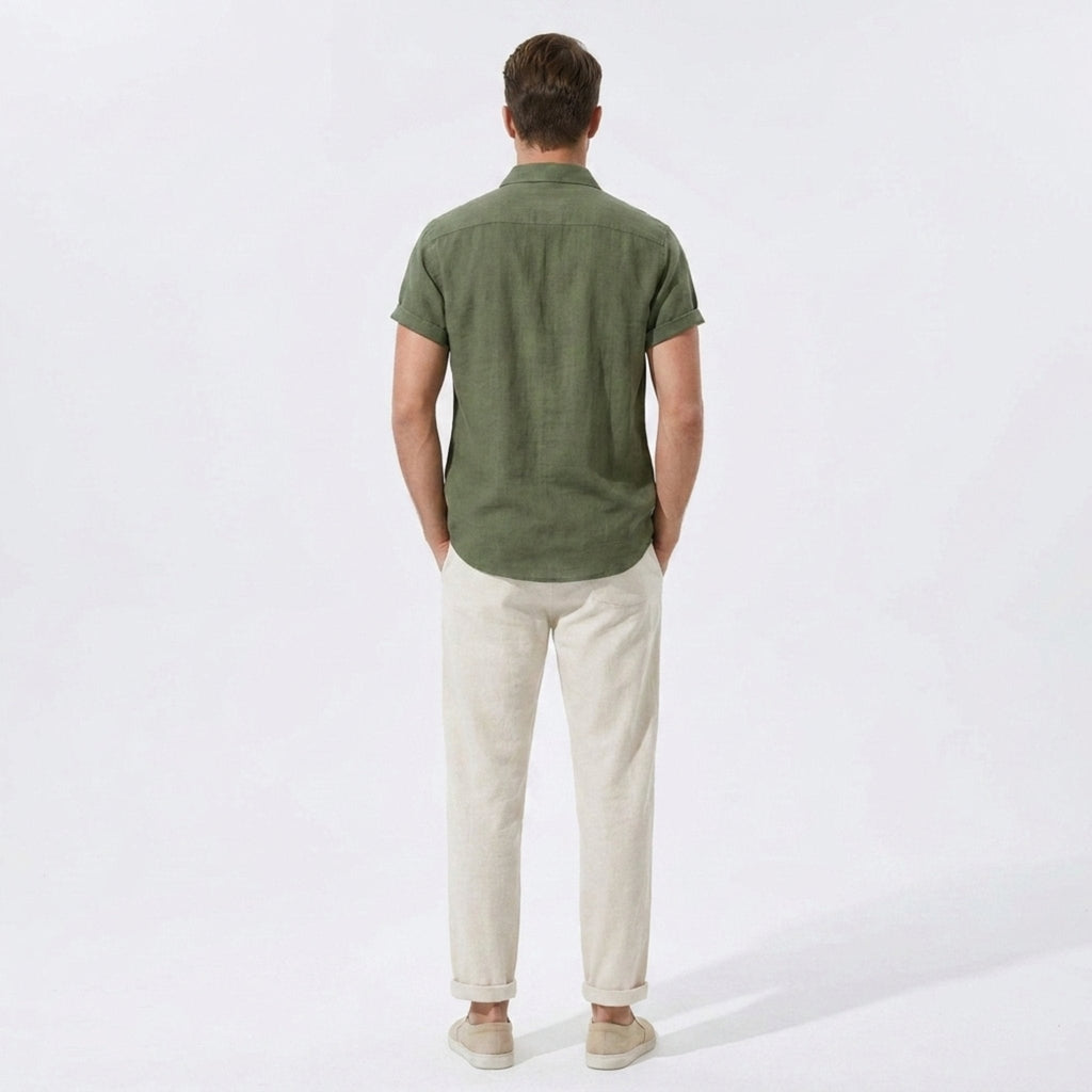 Linen Pants Men Utility Shirt Set 2-Piece Smart Casual – Raxo