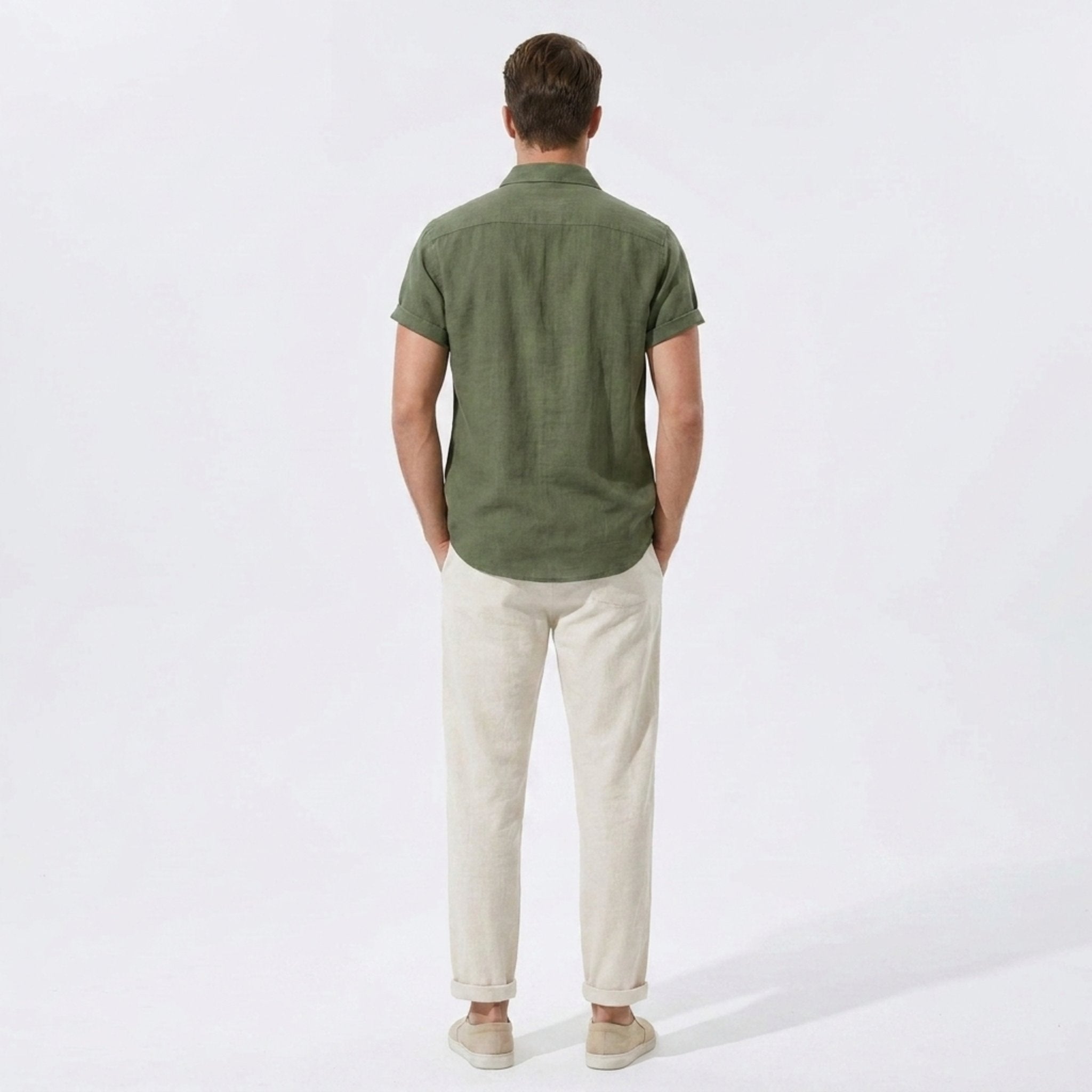 Linen Pants Men Utility Shirt Set 2-Piece Smart Casual – Raxo