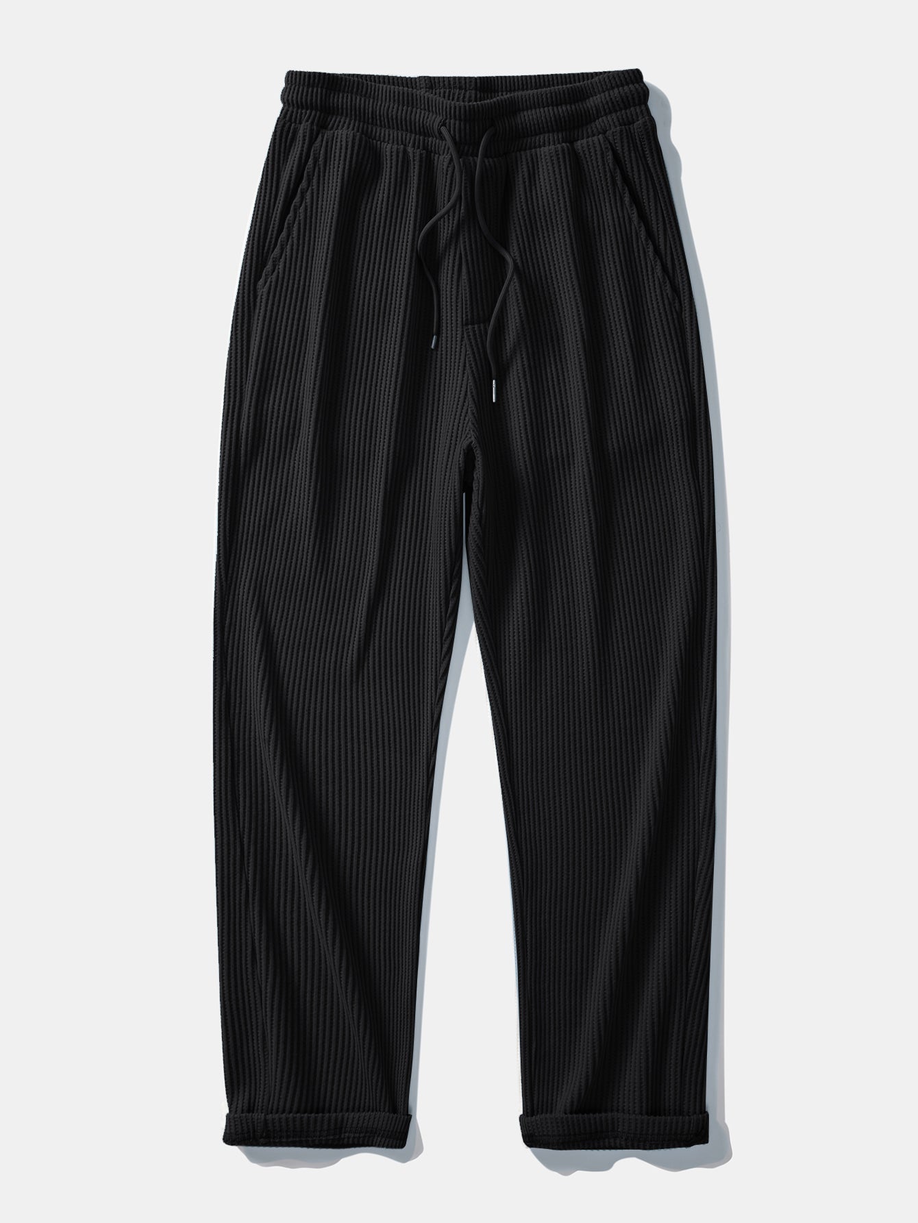 Mens Pant & Striped Knit Polo Set Waffle Drawstring – Vaxo