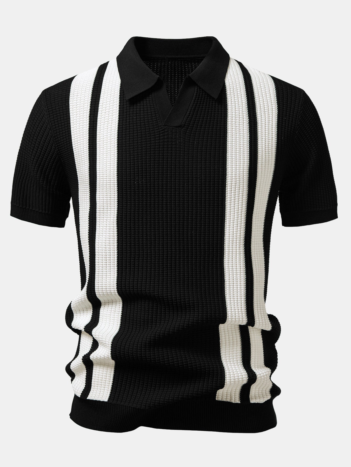 Mens Pant & Striped Knit Polo Set Waffle Drawstring – Vaxo