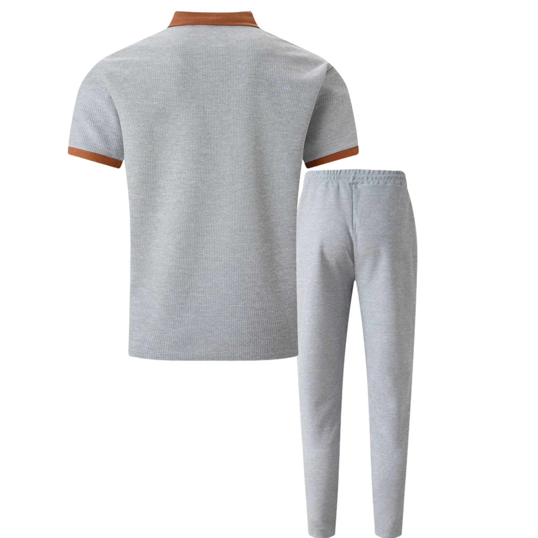Mens Pant & Polo Waffle Knit 2-Piece Set Straight Leg – Taxo