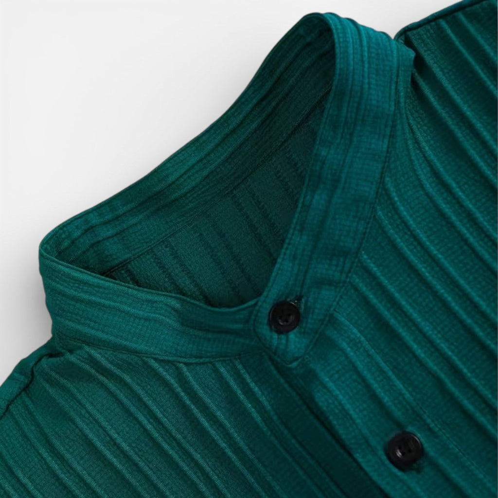 Matching Set Men Ribbed Short Sleeve Shirt Drawstring Trousers – Narvel