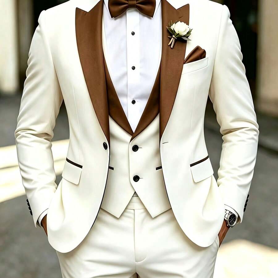 Structured shawl collar 3-piece tuxedo suit in navy – TARLANO