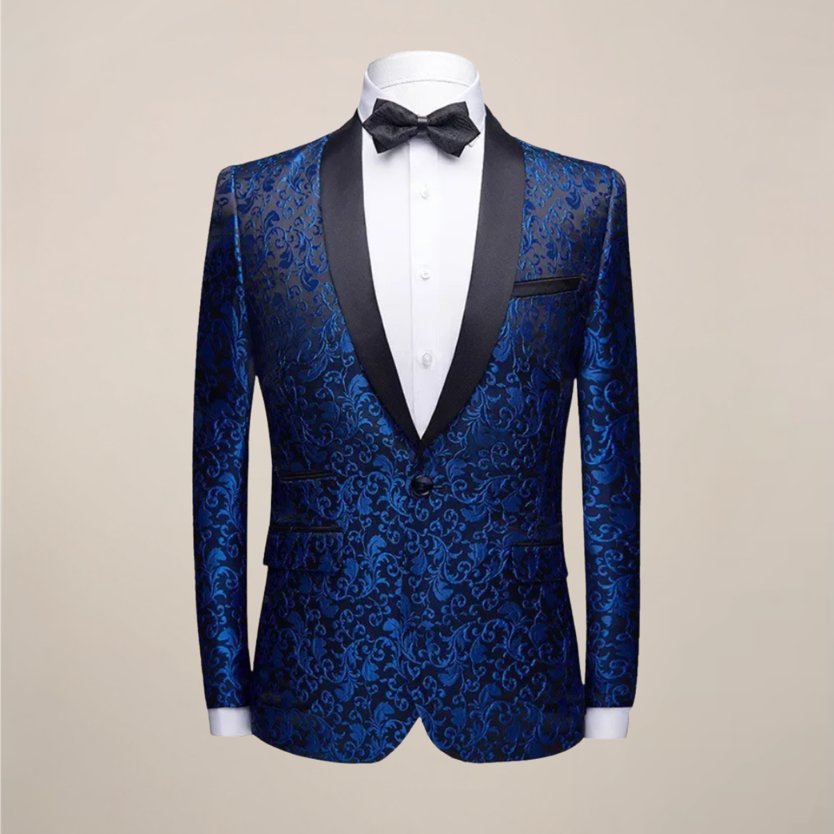 Embroidered tuxedo blazer in white with satin lapels – TARLANO