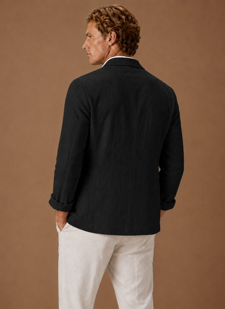 Mens Blazer Linen-Blend Tailored Smart Casual Lightweight – Senro
