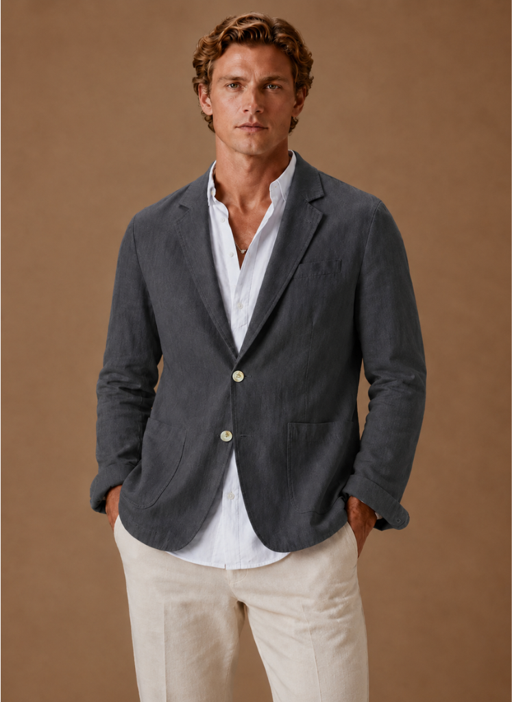 Mens Blazer Linen-Blend Tailored Smart Casual Lightweight – Senro