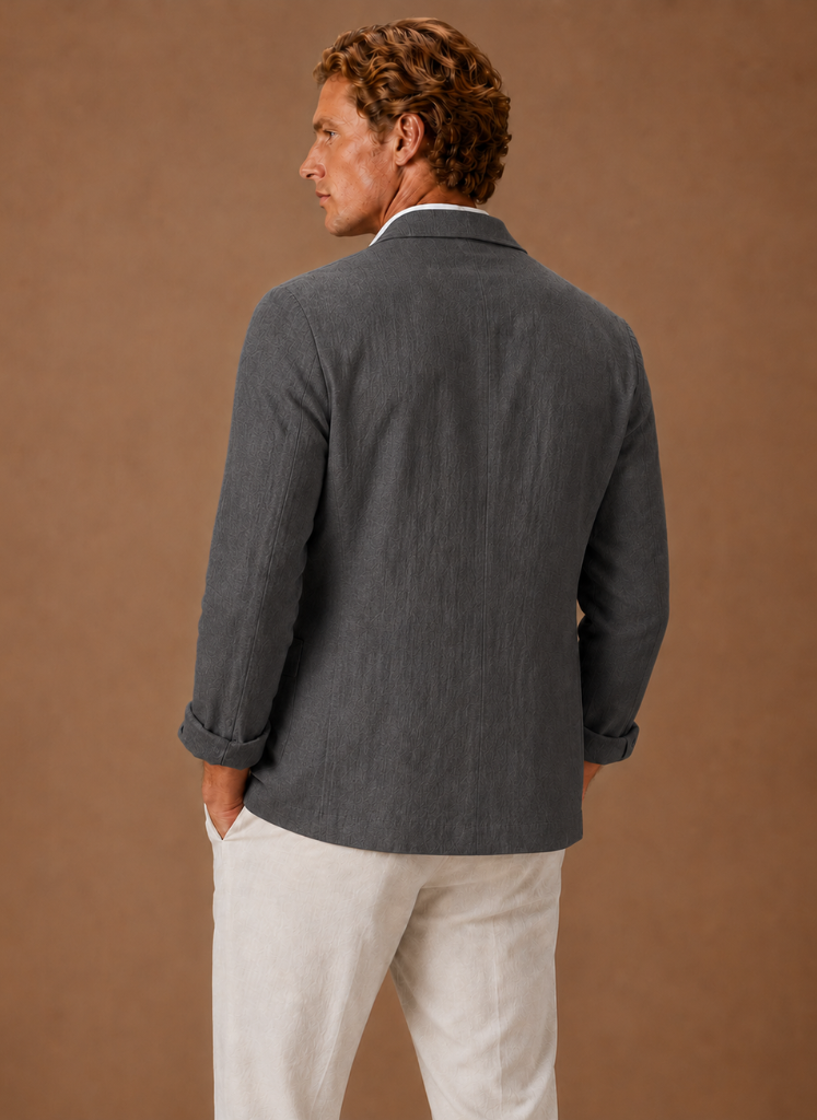 Mens Blazer Linen-Blend Tailored Smart Casual Lightweight – Senro