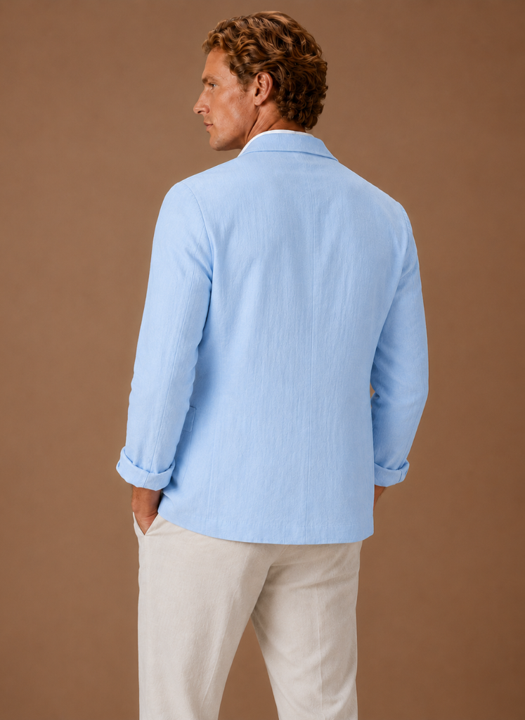 Mens Blazer Linen-Blend Tailored Smart Casual Lightweight – Senro