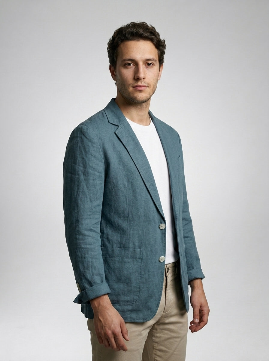Mens Blazer Linen Notch Lapel Two-Button – Ravello