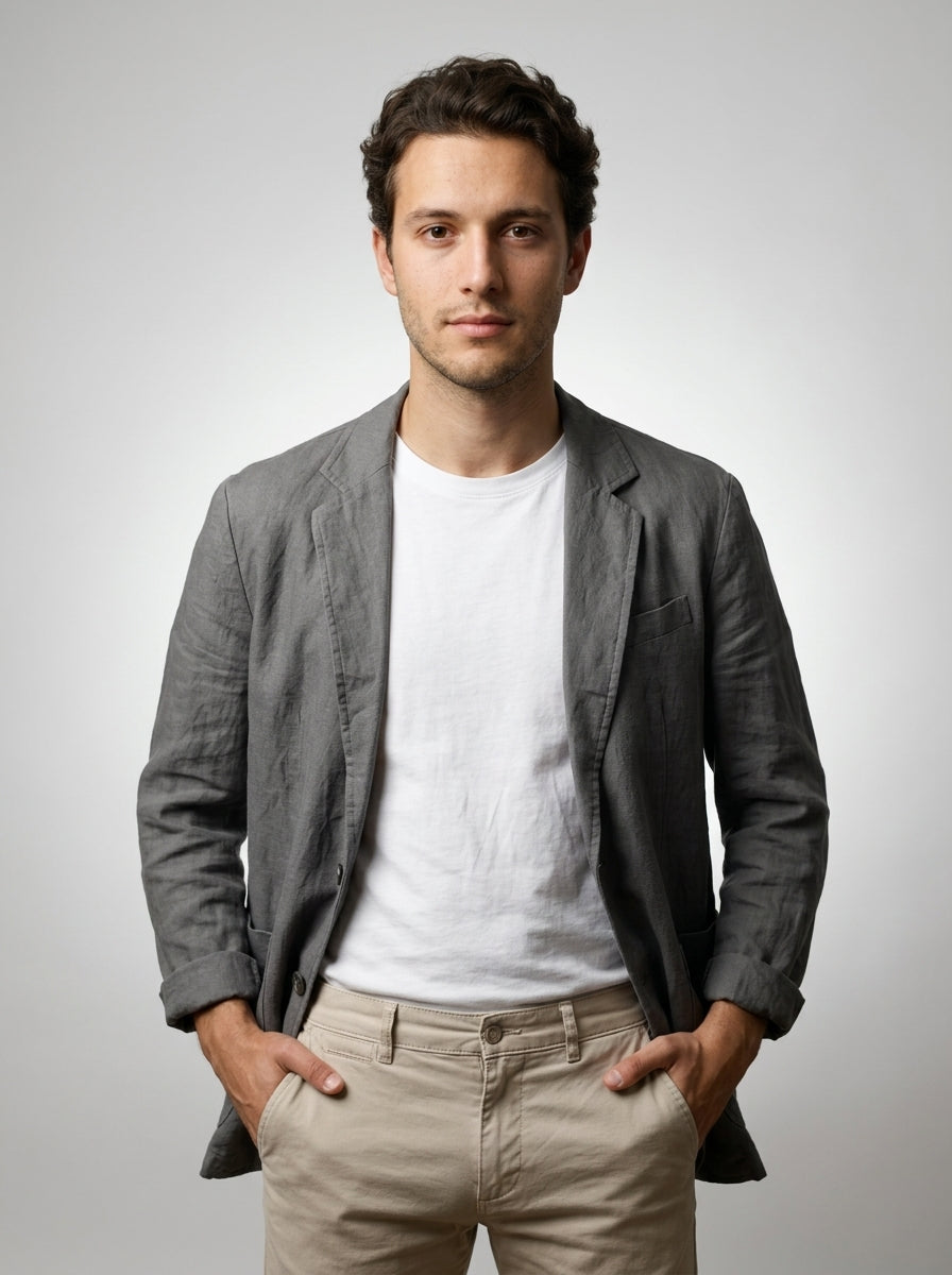 Mens Blazer Linen Notch Lapel Two-Button – Ravello