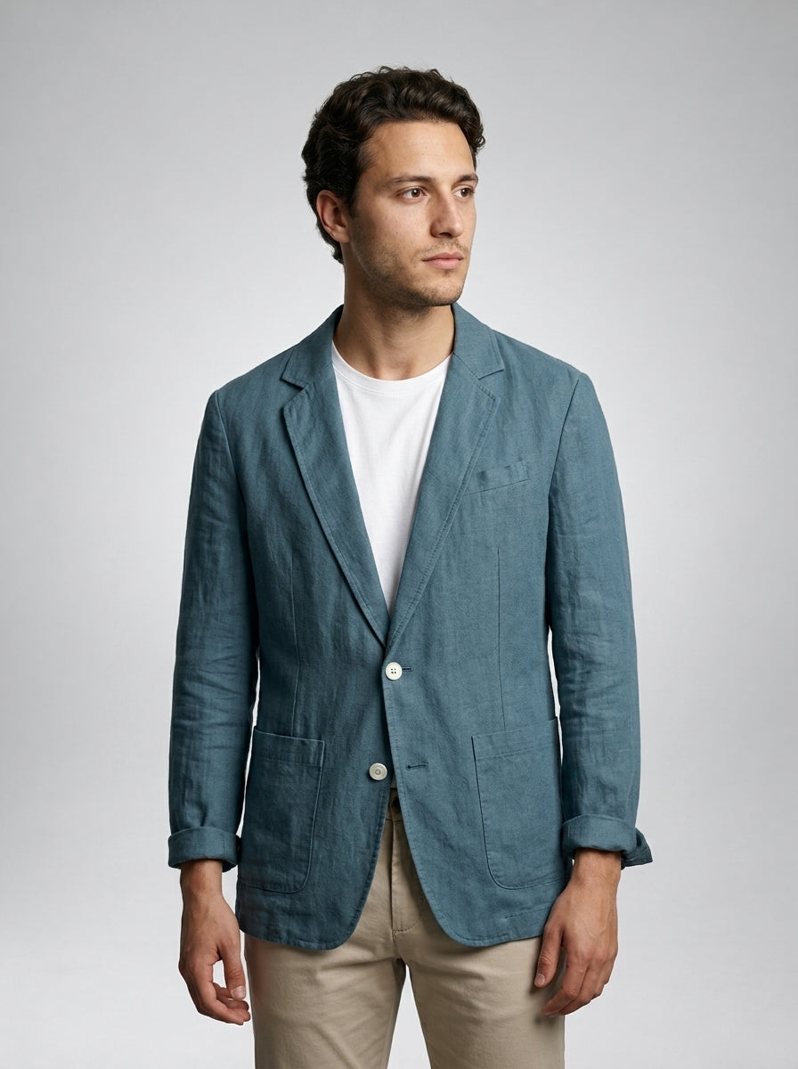 Mens Blazer Linen Notch Lapel Two-Button – Ravello
