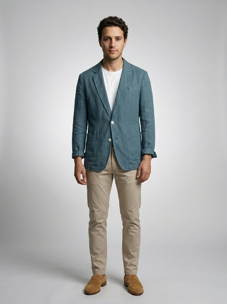 Mens Blazer Linen Notch Lapel Two-Button – Ravello