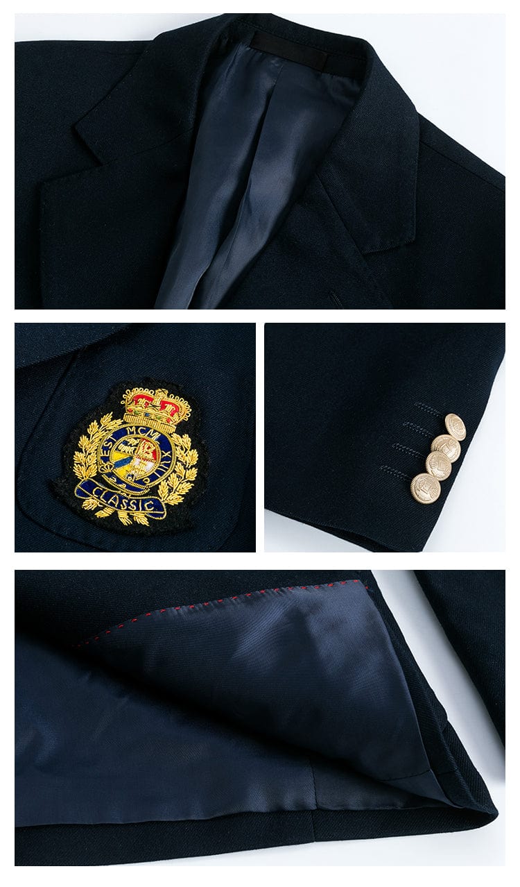 Mens Blazer Notch Lapel Polyester Blend Double Button Navy – Torcan