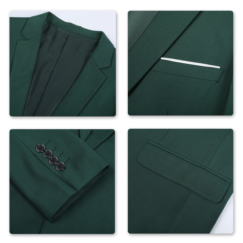 Mens Blazer One-Button Notch Lapel Stretch Woven Green – Nalco