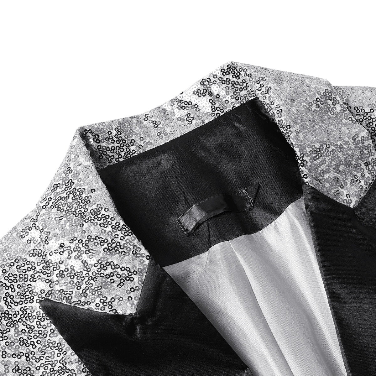 Mens Blazer Silver Sequin Single-Breasted Peaked Lapel – Dravo