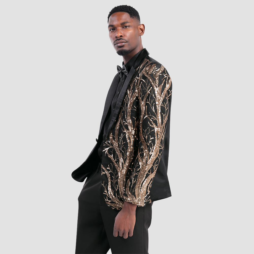 Mens Blazer Slim Fit Lightning Sequin Black – Dravo