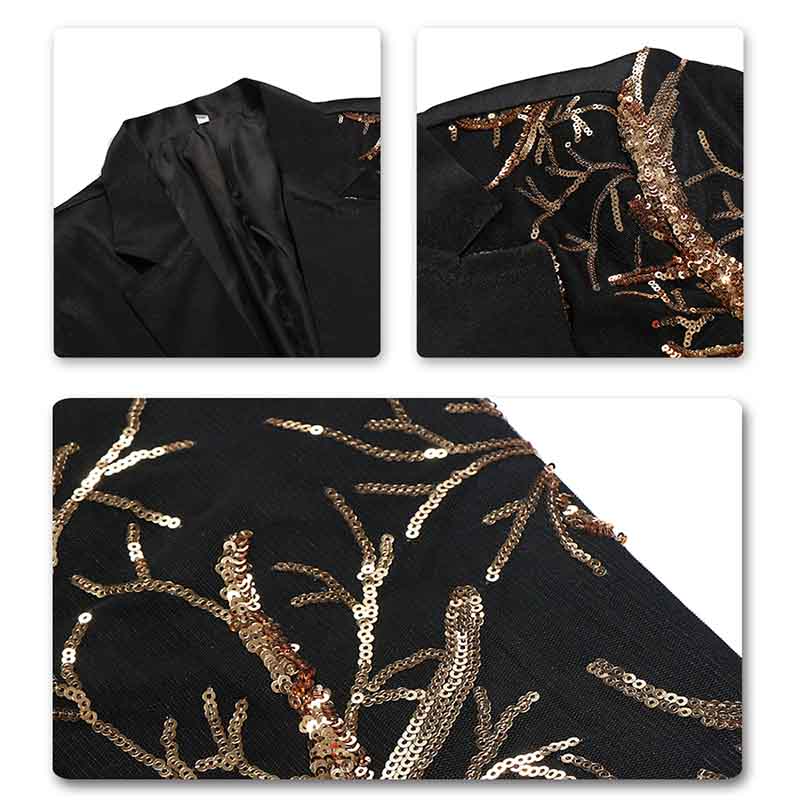 Mens Blazer Slim Fit Lightning Sequin Black – Dravo
