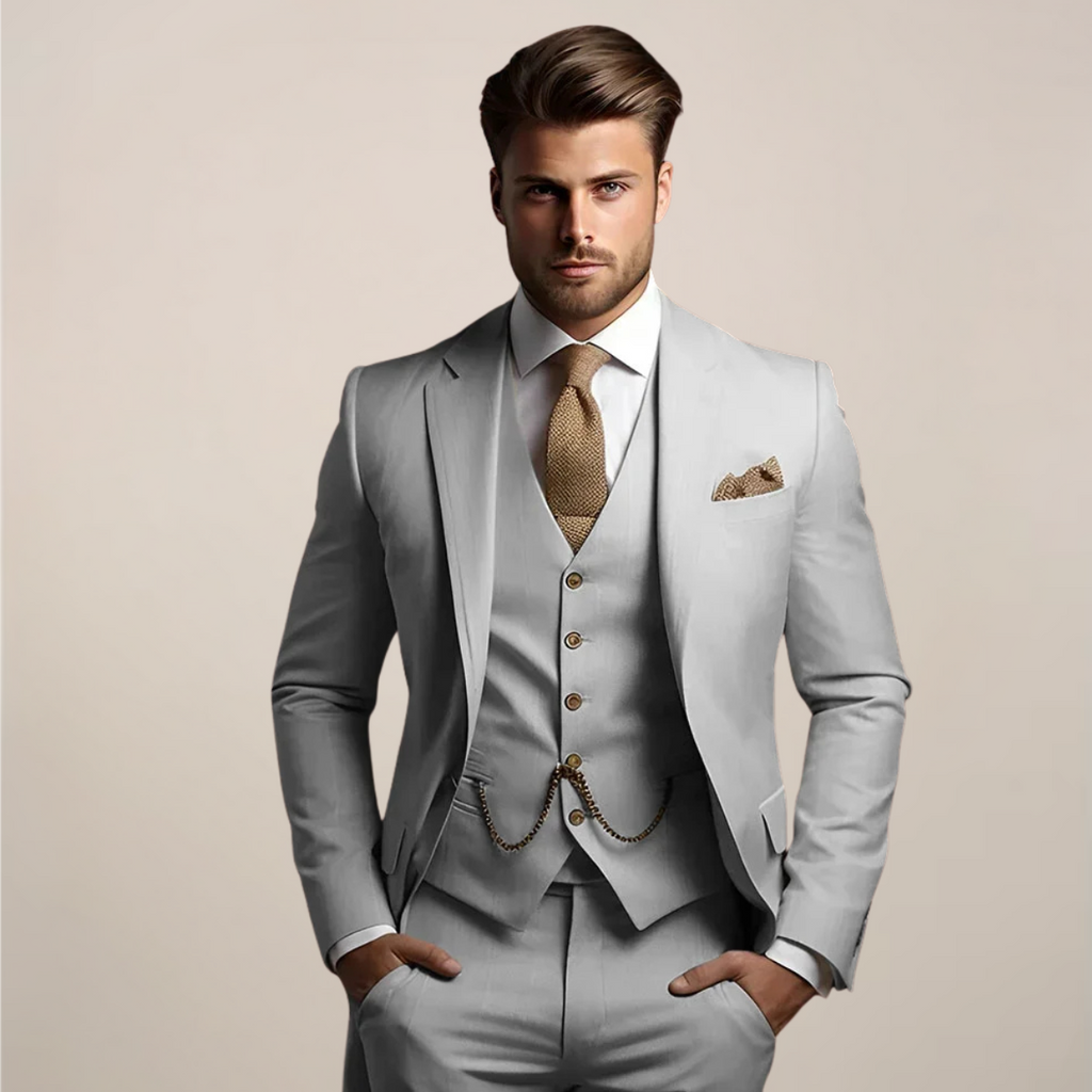Mens Blazer Three-Piece Slim Fit Suit Jacket Waistcoat Trousers – Aldro