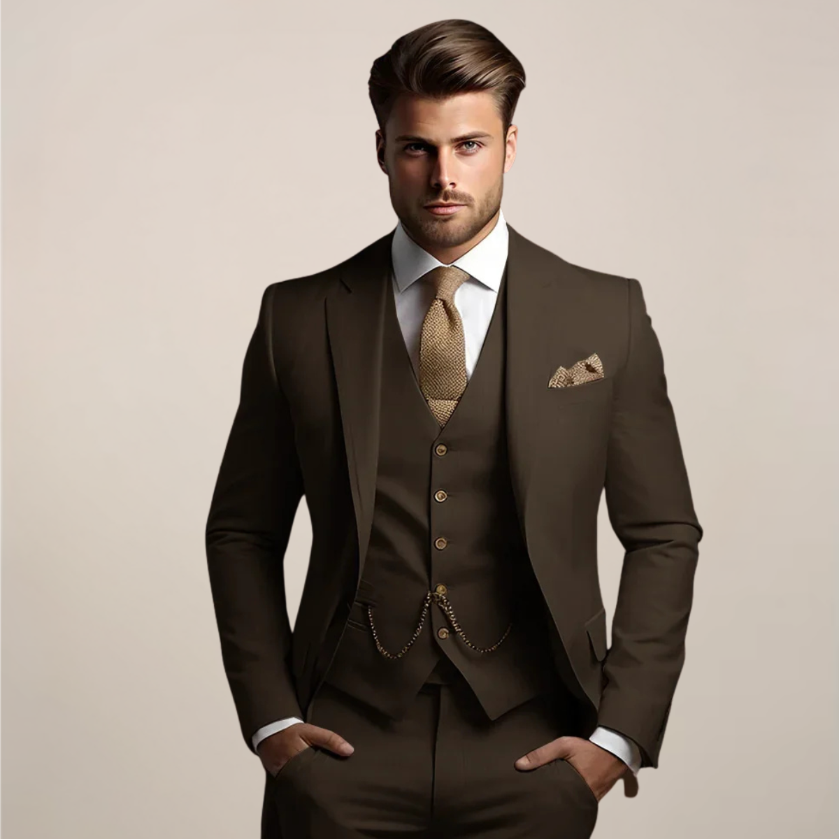 Mens Blazer Three-Piece Slim Fit Suit Jacket Waistcoat Trousers – Aldro