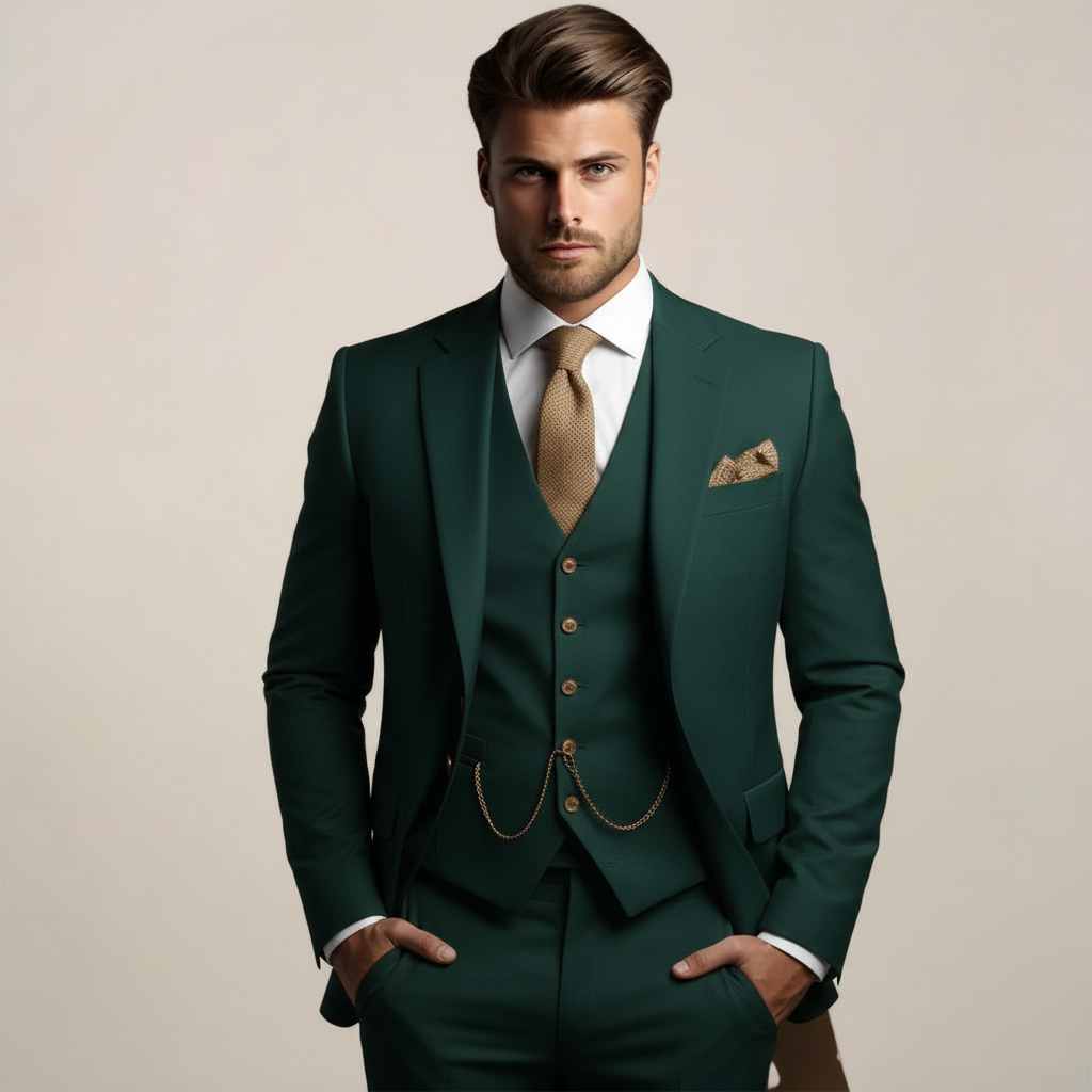 Mens Blazer Three-Piece Slim Fit Suit Jacket Waistcoat Trousers – Aldro