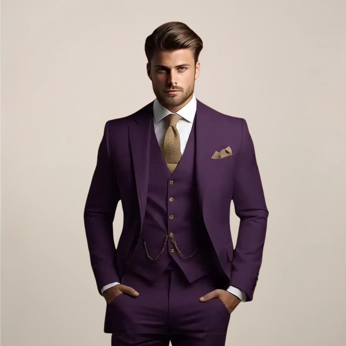 Mens Blazer Three-Piece Slim Fit Suit Jacket Waistcoat Trousers – Aldro