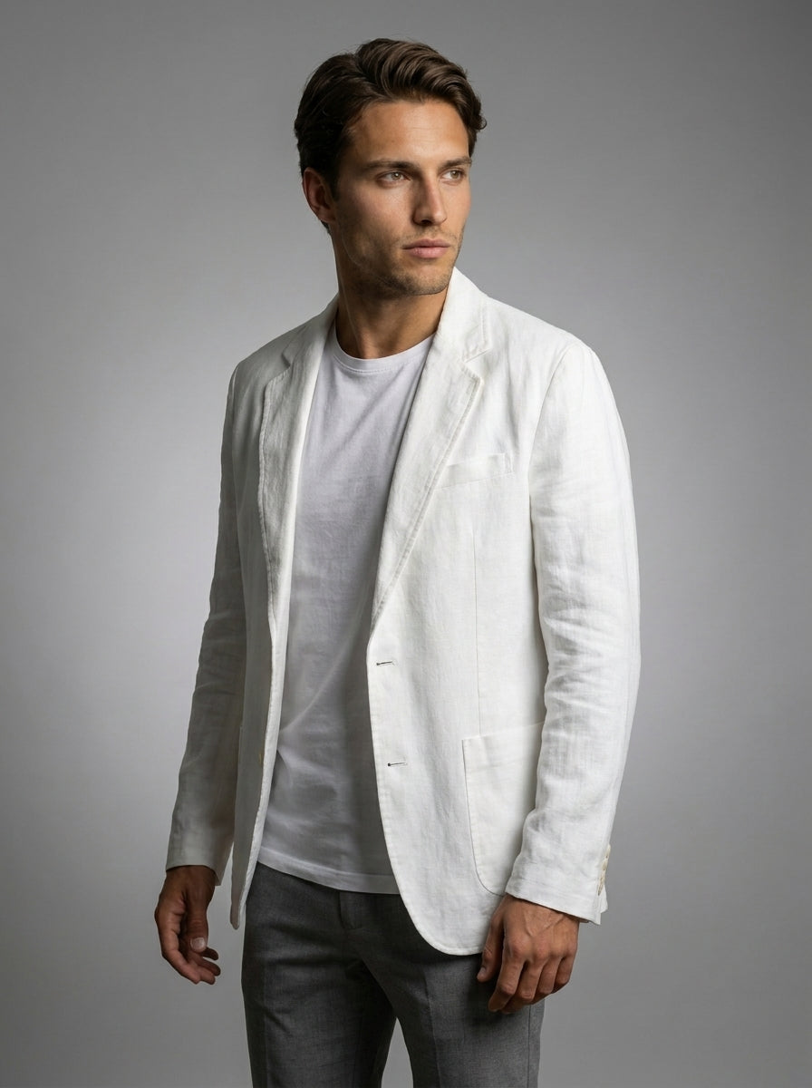 Mens Blazer Unstructured Linen Notch Lapel – Fenco