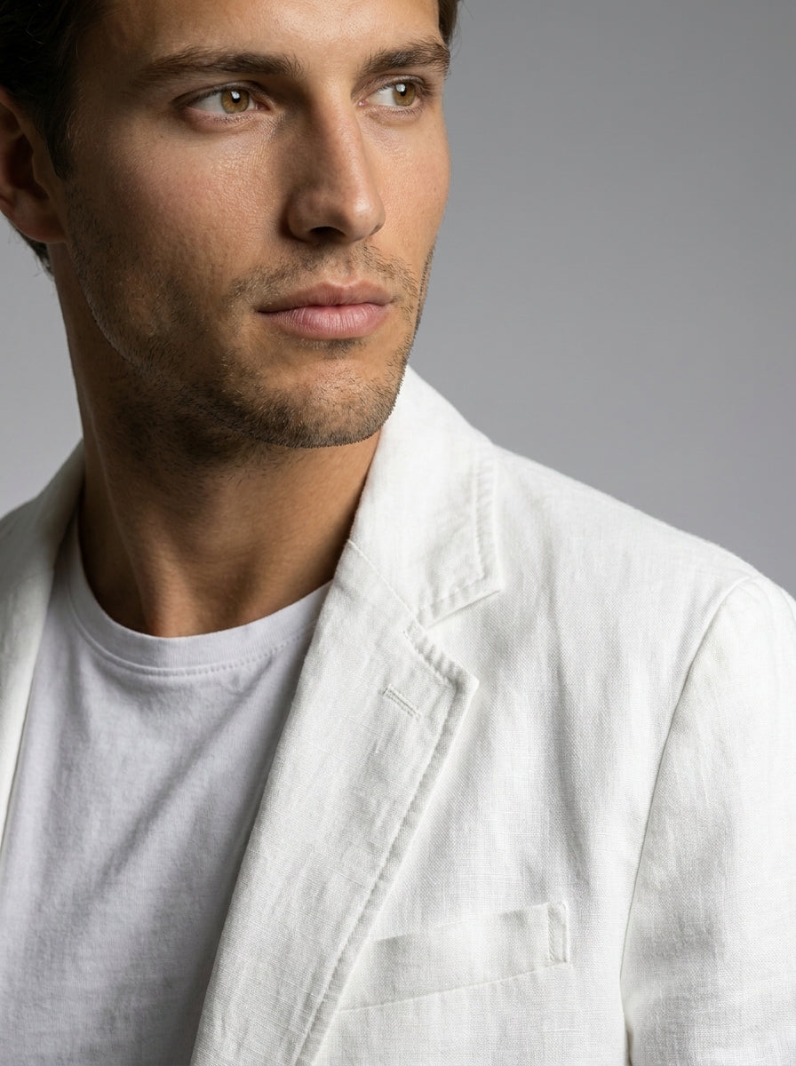 Mens Blazer Unstructured Linen Notch Lapel – Fenco