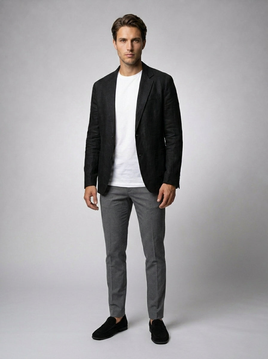 Mens Blazer Unstructured Linen Notch Lapel – Fenco