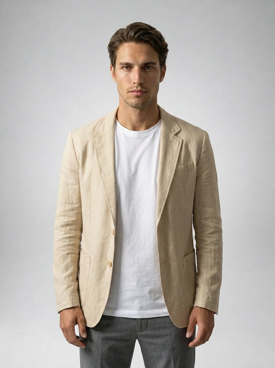 Mens Blazer Unstructured Linen Notch Lapel – Fenco
