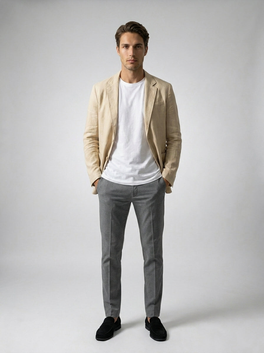 Mens Blazer Unstructured Linen Notch Lapel – Fenco