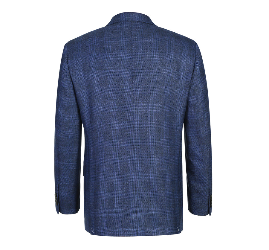 Mens Blazer Windowpane Plaid Classic Fit Sport Coat Navy – Dorval