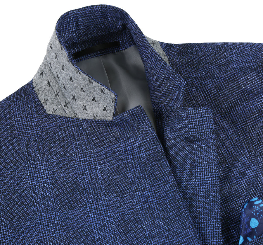 Mens Blazer Windowpane Plaid Classic Fit Sport Coat Navy – Dorval