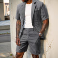 Men's Check Two-Piece Set Short Sleeve Blazer and Matching Shorts – Fenro