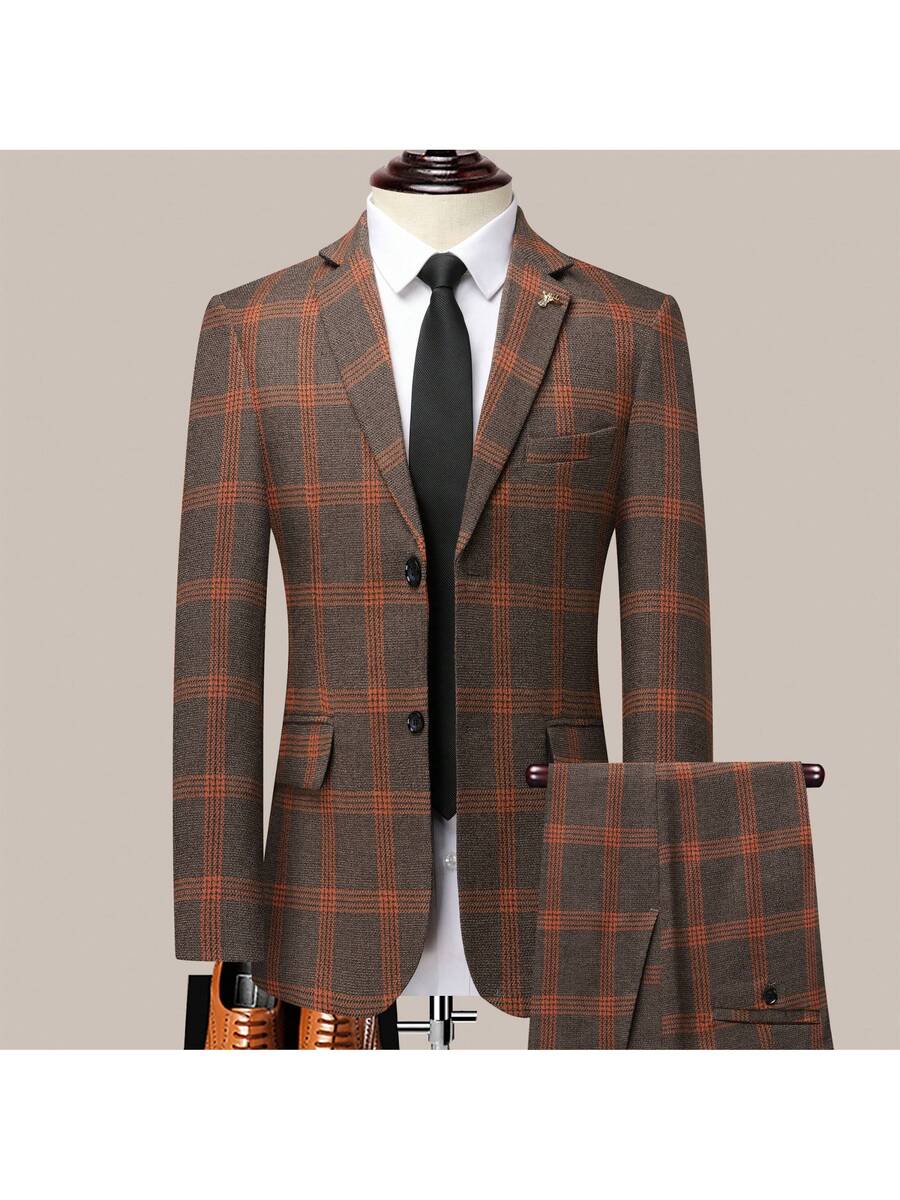 Men's Checkered Suit Set Slim Fit Blazer and Trousers – Valvo