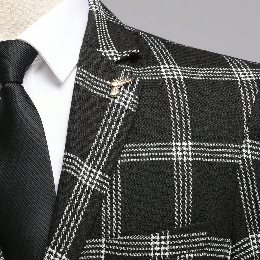 Men's Checkered Suit Set Slim Fit Blazer and Trousers – Valvo
