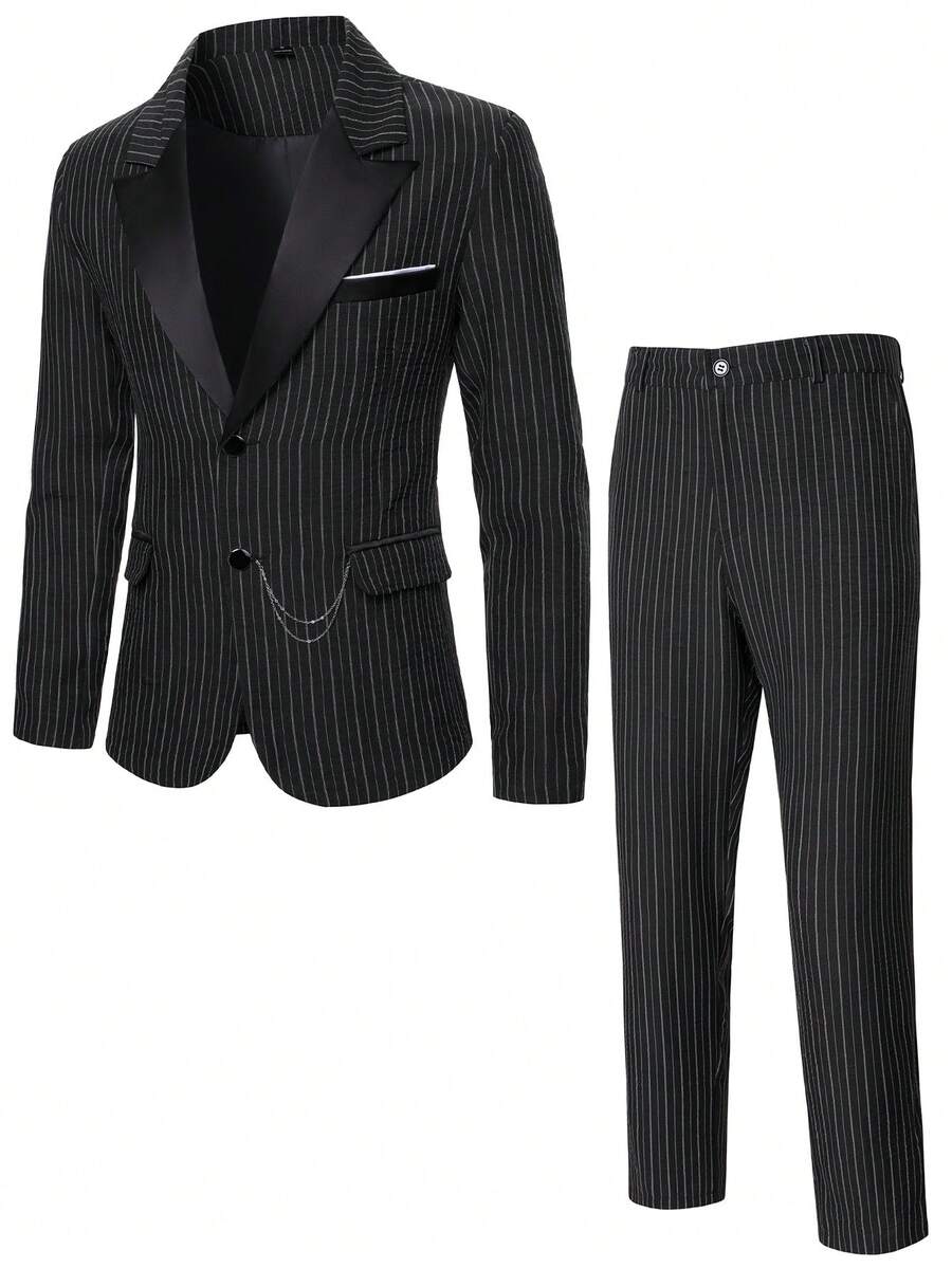 Mens Co Ord Set Contrast Lapel Blazer Waistcoat Trousers – Ranvel