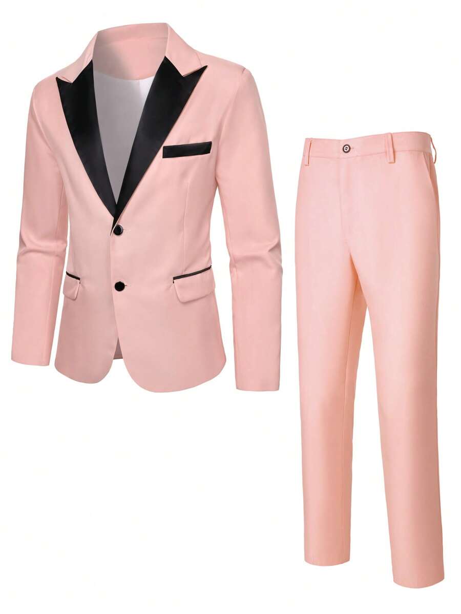 Mens Co Ord Set Contrast Lapel Blazer Waistcoat Trousers – Ranvel