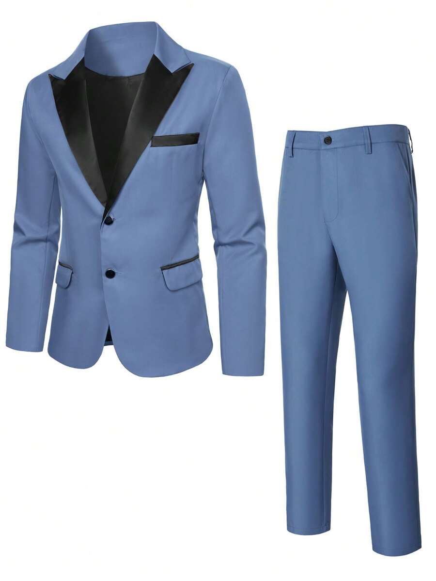 Mens Co Ord Set Contrast Lapel Blazer Waistcoat Trousers – Ranvel