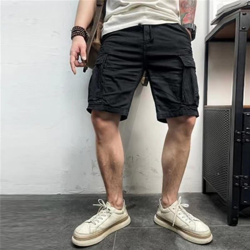Men's Cotton Cargo Shorts 6-Pocket Knee Length Relaxed Fit