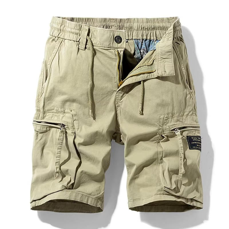 Men's Cotton Cargo Shorts 6-Pocket Knee Length Relaxed Fit