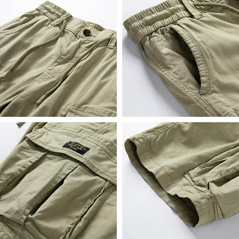 Men's Cotton Cargo Shorts 6-Pocket Knee Length Relaxed Fit