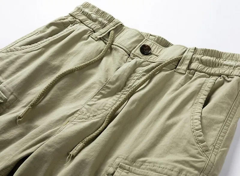Men's Cotton Cargo Shorts 6-Pocket Knee Length Relaxed Fit