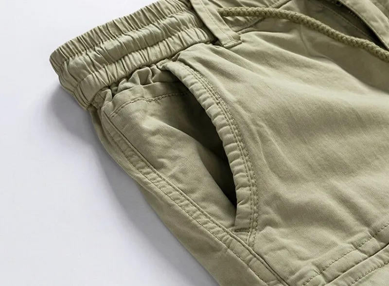 Men's Cotton Cargo Shorts 6-Pocket Knee Length Relaxed Fit